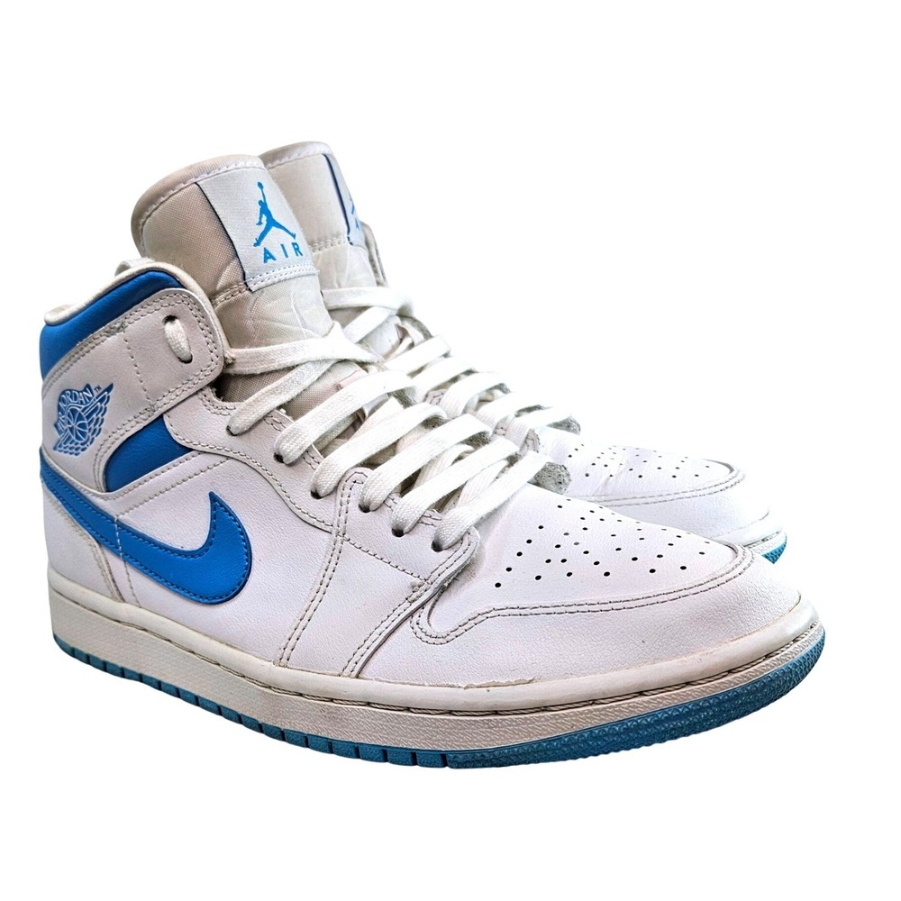 Air Jordan 1 Mid SE White University NC Blue Sneakers Size 9 Womens